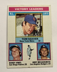 1976 TOPPS VICTORY LEADERS SEAVER JONES, MESSER SMITH NL # 199 - Foto 1 di 6