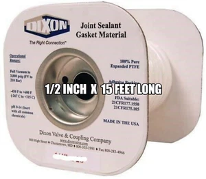 PTFE Joint Sealant Gasket Material 1/2 inch X 15 Feet long - Dixon LCJS8-15 - Picture 1 of 2