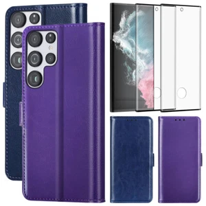 For Samsung Galaxy S22 Ultra Leather Wallet Pouch Case Cover / Screen Protector - Picture 1 of 24
