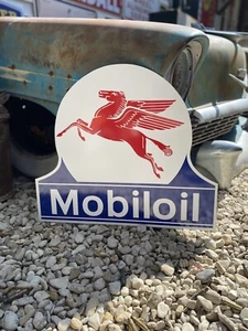 Antique Vintage Old Style Mobil Gas Oil Service Station Sign - Picture 1 of 8