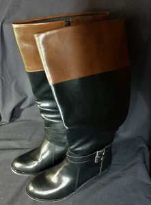 Arizona Jean Co AZ Denmark Memory Foam Knee High Boots Size 10M Black and Brown - Picture 1 of 12