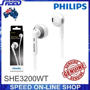 PHILIPS SHE3200 Headphones Earphones - Rich Bass - WHITE Color - GENUINE - Picture 1 of 6