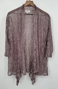 Shannon Ford Open Front Floral Lace Cardigan Women 3X Purple Crochet Fairy - Picture 1 of 10