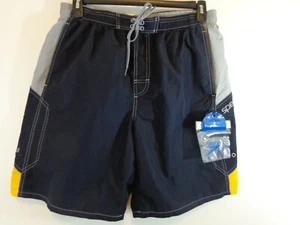 Speedo Men's Swim Trunks Sz Large Black Grey Mesh Liner - Picture 1 of 7