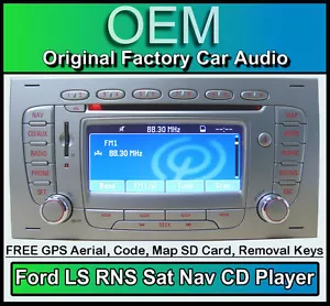 Ford S-Max Sat Nav CD player, Silver Ford LS RNS car stereo radio + Map SD Card - Picture 1 of 2