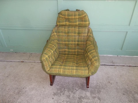 Rare Vtg. Mid Century Modern Putnam Chair Lounge Rocking Chair W/ Shell Cushion Cover