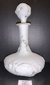 Antique Satin Milk Glass Victorian Vanity Barber Shop Genie Bottle Decanter - Picture 1 of 16