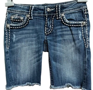 Miss Me Shorts Womens Sz 25 JE5152H2 Thick Thread Distressed Studded Raw Hem - Picture 1 of 12