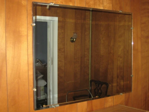 Vintage 1970's Frameless Beveled Edge Wall Mirror Cover