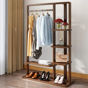 Garderobenständer Antik Flurgarderobe Holz Kleiderständer mit Lagerraum Ablage - Bild 1 von 8