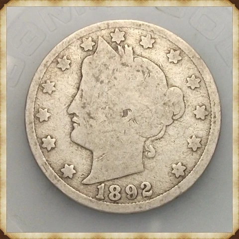 1892 Liberty Nickel   "Actual Coin Pictured" Cover