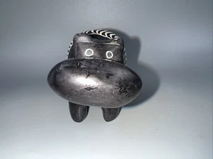 Speckstein handgeschnitzt Nilpferd Figur - schwarz & weiß 2,25" groß - Bild 1 von 8