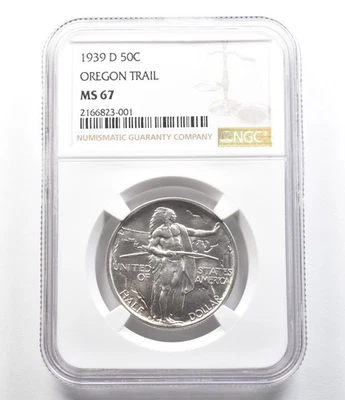 1939-D Oregon Trail Commemorative Half Dollar MS67 NGC *6963 - Image 1 of 3