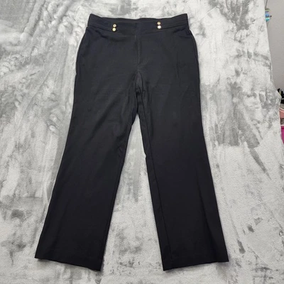 Anne Klein Pants Womens 1X Black Pull On Flare Leg Stretch Knit Office Career - Image 1 of 4