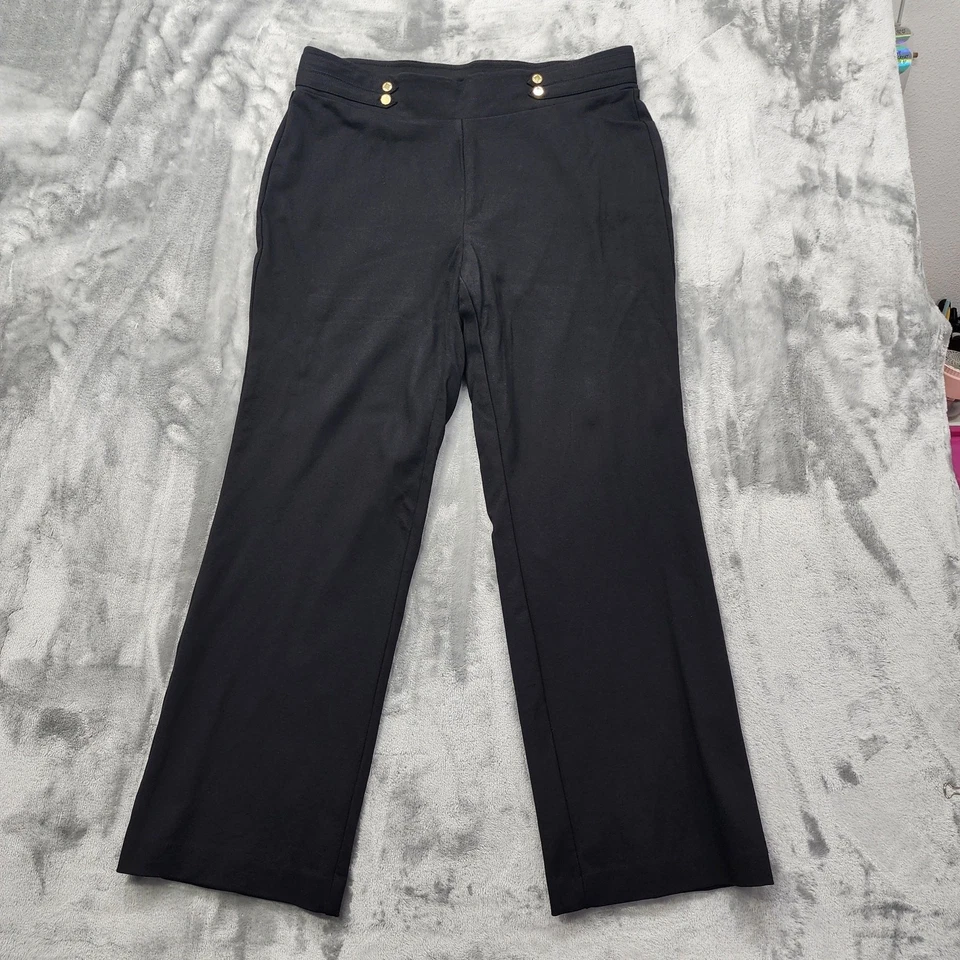 Pantalones Anne Klein para mujer 1X negros pierna acampanada elástico tejido oficina carrera Foto 1 de 4