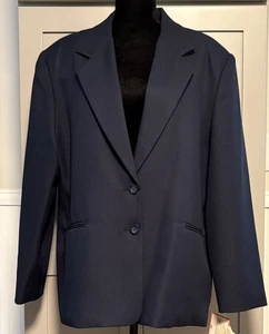 Haberdashery Leslie Fay Sportswear Blue Blazer 2 Button Size 20 Navy NWT Lined - Picture 1 of 10