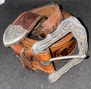 Cinturón de cuero Tony Llama Tooled 38 - Vintage - Imagen 1 de 10