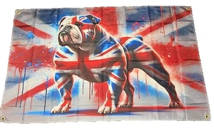 BRAND NEW UNION JACK Great Britain Bulldog Banner 5 x 3 foot 4 eyelets - Foto 1 di 1