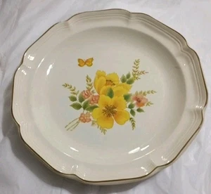 Vintage Sangostone 11 3/4” Dinner Plate Butterfly & Wildflowers 3411 - Picture 1 of 2