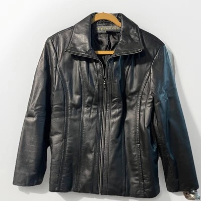 Kenneth Cole Reaction XL Black Leather Jacket Excellent See Photos - Image 1 of 4