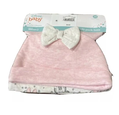 Disney Baby Hat Beanies Minnie Mouse Baby Girl Cap with ears 3 pack Pink 3 to 6M - Image 1 of 4