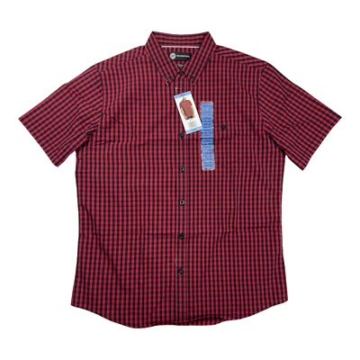 Weatherproof Short Sleeve Woven Shirt Comfort Stretch Mens L Red New With Tags - Image 1 of 4