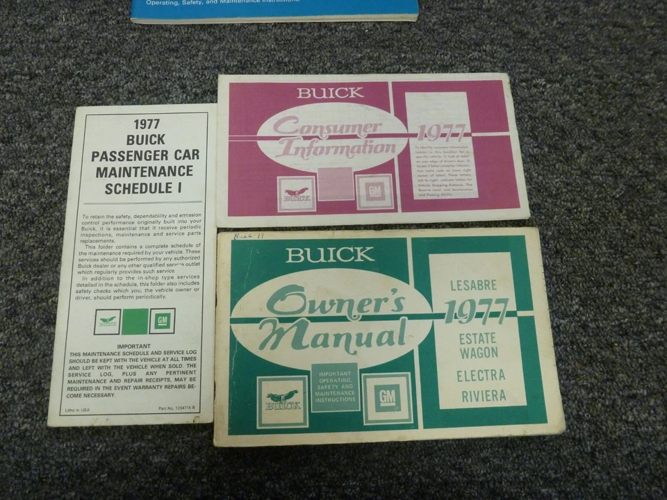 1977 Buick LeSabre Estate Wagon Electra & Riviera Owner Manual User Guide Set - Image 1 of 1