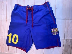 FC Barcelona Blue Boardshorts Swim Trunks Men youth Futbol Messi 10 NWT Sz 34 - Picture 1 of 10