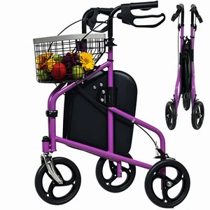 Rollator Walker 3 Wheel Mobility Aid with Basket/Tray for Seniors Lightweight - Picture 1 of 10