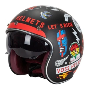 DOT Motorcycle Helmet Open Face 3/4 Integrated Sun Visor Chopper Scooter Helmet - Bild 1 von 26
