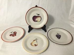 4 Oneida Casual Setting Fruit Tart Salad Plates Dishes Apple Pear Cherries Grape - Picture 1 of 8