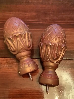 Lote de 2 remates decorativos de varilla de cortina de color marrón bronce atornillado,  Foto 1 de 4