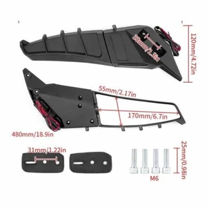 Motorcycle Rearview Mirrors Wind Wing Rotating Side Mirror with LED Turn Signal - Bild 1 von 10