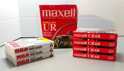 15 cintas de casete de audio (12) Maxell UR60 60 minutos + (3) RCA Hi-Fi estéreo 90 minutos Foto 1 de 4