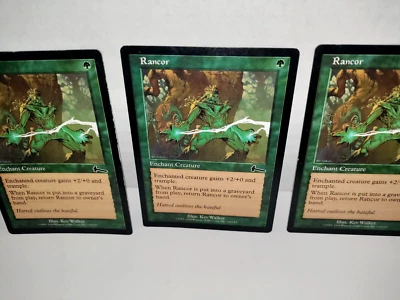 Rancor (x4): Urza's Legacy: Green Enchant Creature: MTG: 1999, Heavy Play - Image 1 of 4