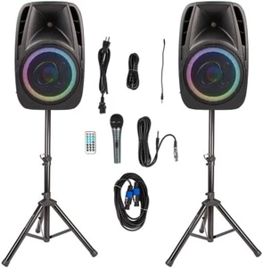 PAIR ALPHASONIK ALL-IN-ONE 12" POWERED 1700W PRO DJ AMPLIFIED LOUD SPEAKERS - Picture 1 of 5