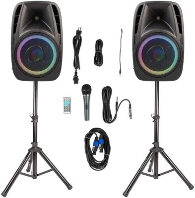 PAIR ALPHASONIK ALL-IN-ONE 12" POWERED 1700W PRO DJ AMPLIFIED LOUD SPEAKERS