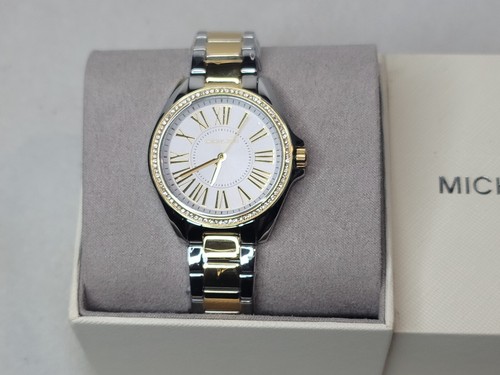 Orologio Michael Kors Kacie bicolore donna glitter quadrante bianco cristalli MK6931 ~ nuovo con etichette