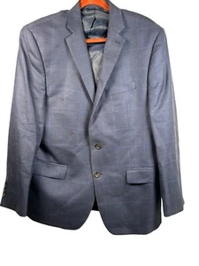 RRL Ralph Lauren Mens 44R Blue Glen Plaid Wool Silk Blend Sport Coat Work - Picture 1 of 16