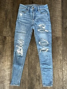 American Eagle Super Stretch X Distressed Hi-Rise Jegging Size 4 - Picture 1 of 5