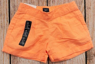 Girls Sz XS Linen Shorts Orange Kiss Neon Pockets NWT GAP Kids - 349050 - Image 1 of 2