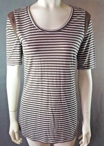 Tunika Shirt Oberteil Damen Gr. M schwarz mohnbraun gestreift 318l32pb26 - Bild 1 von 6