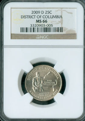 2009 D DISTRICT COLUMBIA QUARTER NGC MS66 BUSINESS STRIKES . - Image 1 of 2