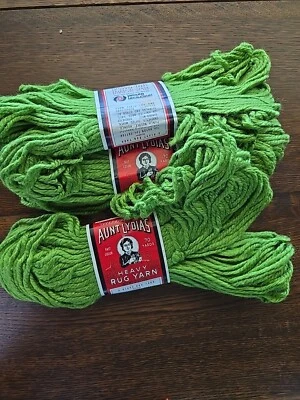 Aunt Lydias Heavy Rug Yarn Skein 615 Grass Green Polyester Rayon Cotton Lot of 3 - Image 1 of 3