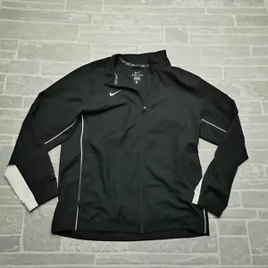 Nike Jacket Adult Large Black Full Zip Windbreaker Mock Neck Dri Fit Mens - Picture 1 of 11