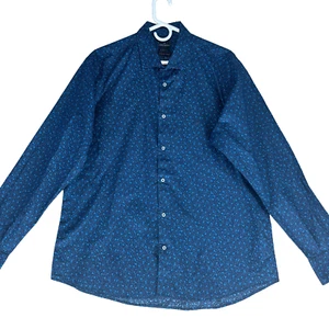 Daniel Hechter Paris Modern Fit Men's Size L Blue Floral Casual Shirt - Picture 1 of 16
