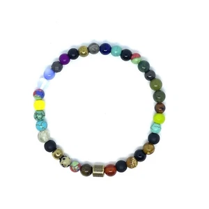 Tigerauge Lavagestein Stein Armreif Logo Armband mehrere Estone von Ruigos 6 mm - Bild 1 von 5