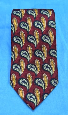 JZ RICHARDS Borgoña/Multi PAISLEY Hecha en EE. UU. HECHA A MANO Seda HOMBRE CORBATA DE CUELLO Foto 1 de 3
