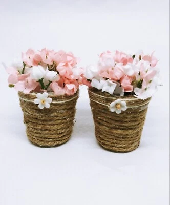 Miniature Barbie Size Basket Of Flowers Set For 1:6 Scale Dollhouse Decor - Image 1 of 2