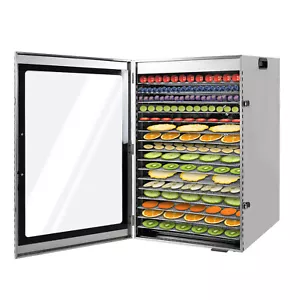 Deshidratador de alimentos 16 bandejas acero inoxidable temporizador 24h 1500W secadora de frutas hogar - Imagen 1 de 24